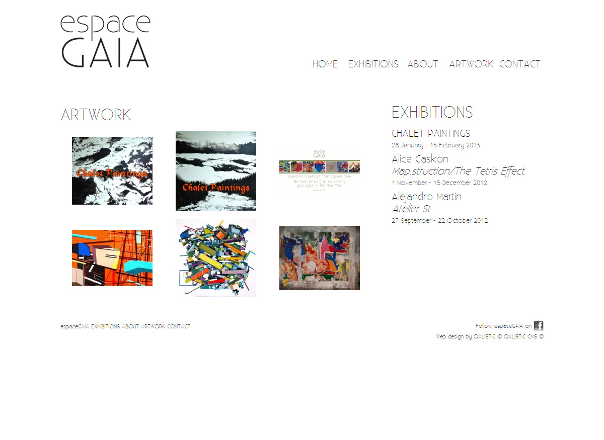 Clean design and software development for espace GAIA Geneva.
QALISTIC CMS integration.  additional image 2
