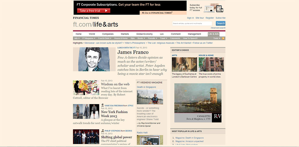 Flash ad development for R+V, published at the Financial Times web portal, 